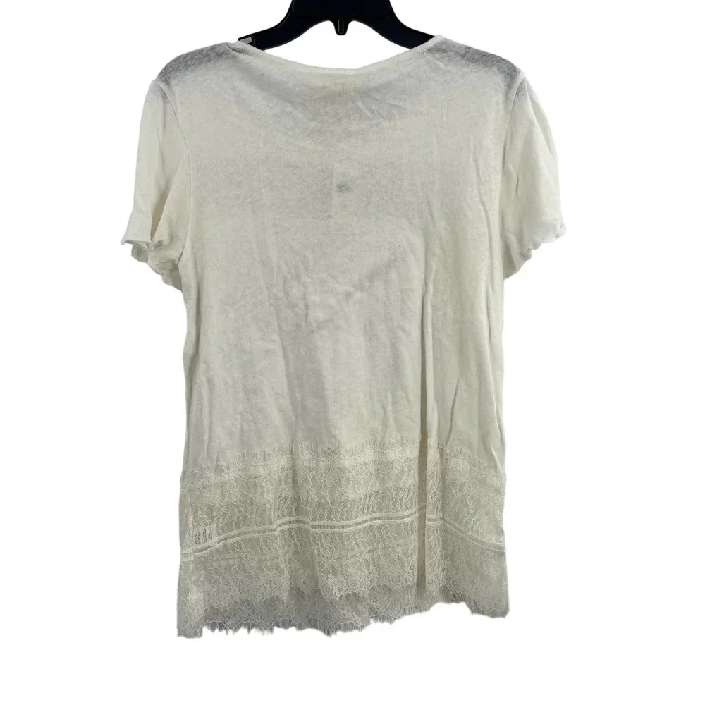 Anthropologie Deletta White‎ Lace Detail Top Size XS New